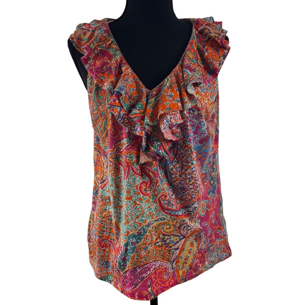Lauren Ralph Lauren Ladies Sleeveless Ruffle Top Size Large Vintage